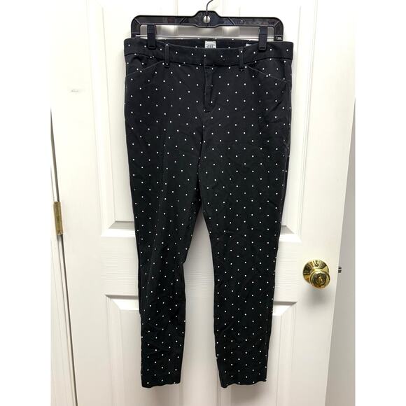 Gap Black White Polka Dot Pants, Signature Skinny Ankle, Size 8 - Picture 1 of 4